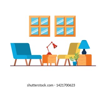 comfortable sofa in living room with white background