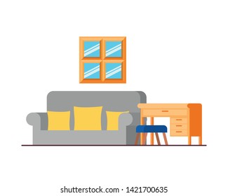 comfortable sofa in living room with white background