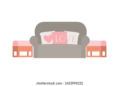 comfortable sofa in living room with white background