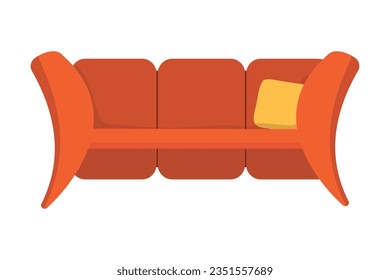 Comfortable sofa on a white background. Isolated soft sofa in the interior. Flat vector illustration in cartoon style.