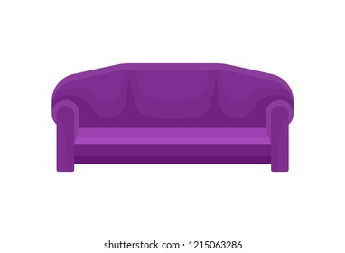 Comfortable sofa, purple couch, living room furniture vector Illustration on a white background