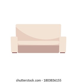 Komfortables Sofa im trendigen, flachen Stil einzeln. Stock-Vektorgrafik.