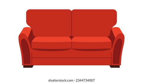 Comfortable sofa with upholstery. Modern furniture for cozy home interior design. Flat vector illustration.