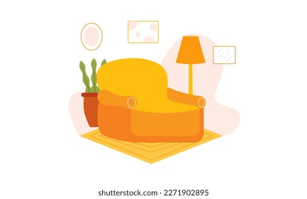 comfortable sofa Vector Illustration, Luxury Couch In apartment