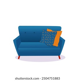 Comfortable sofas, for apartment. Comfort sofa models and modern house sofa. Domestic couch furniture. Flat vector isolated illustration. Icon 