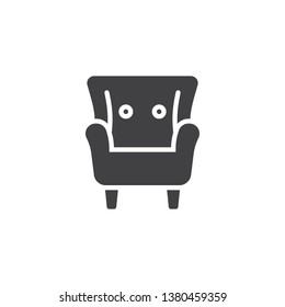 Comfortable soft armchair vector icon. filled flat sign for mobile concept and web design. Armchair furniture glyph icon. Symbol, logo illustration. Pixel perfect vector graphics