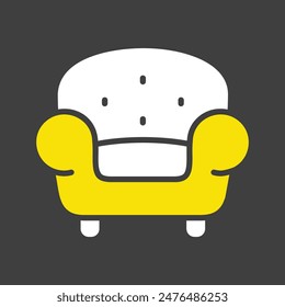 Comfortable soft armchair vector on dark background icon. Graph symbol for furniture, web site and apps design, logo, app, UI