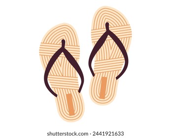 Comfortable summer shoes. Pair of slippers. Vector beach slide flip flops in flat style