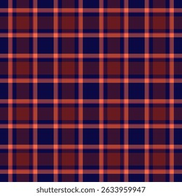 Comfortable tartan plaid fabric, length textile seamless texture. Teen check background pattern vector in red and dark colors palette.
