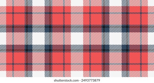 Comfortable tartan vector seamless, trousers texture plaid fabric. Factory background check pattern textile in red and white colors palette.