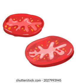 Cómodos anillos de tomate sobre un fondo blanco. Elemento aislado.