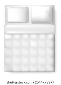 Comfortable white bedding set with two pillows and a blanket inviting for a restful night's sleep, creating a cozy and relaxing atmosphere in the bedroom