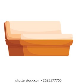 Comfortable wooden sofa with pillows for having a rest in living room