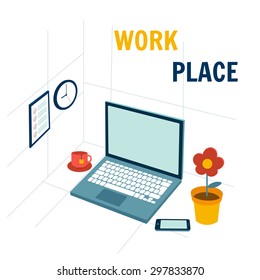 Comfortable workplace. Vector Illustration