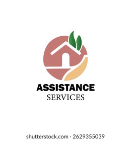 A comforting logo design featuring stylized hands gently cradling a green heart containing a small house and leaf, encircled by the text "HOME CARE" at the top.