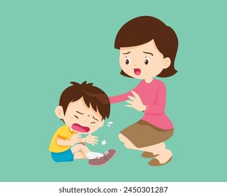 Comforting sad children crying with parent or teacher