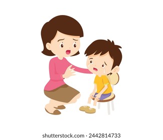 Comforting sad children with parent or teacher