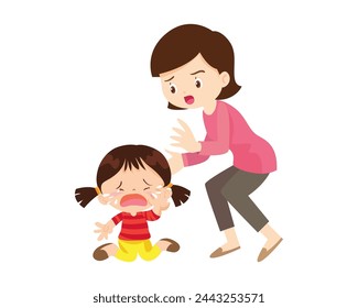 Comforting sad children with parent or teacher