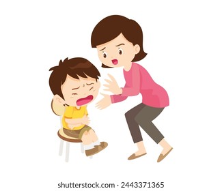 Comforting sad children with parent or teacher