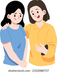 Comforting Sad Person with Neck Hug Vector Illustration