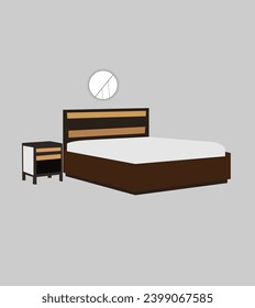 comfy bed, a couch by the window.mordern bed illustration. book shelf besides wall 3D Rendering
