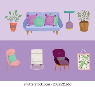 comfy home interior furnitures and plant