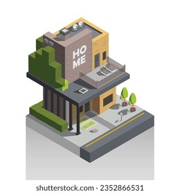 A Comfy Home with two floor. Good for your infographic design