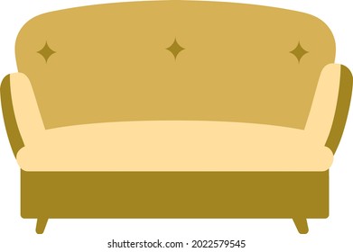 Comfy mustard couch semi flat color vector object. Full sized item on white. Picking yellow sofa for living room isolated modern cartoon style illustration for graphic design and animation