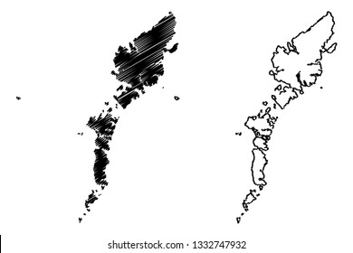 Comhairle nan Eilean Siar (United Kingdom, Scotland, Local government in Scotland) map vector illustration, scribble sketch Na h-Eileanan Siar ( Outer Hebrides and Isle of Lewis) map