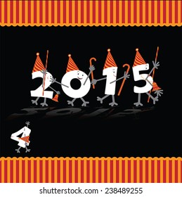 Comic 2015 New Year's Eve character, vector