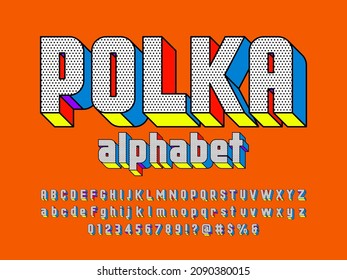 Comic 3d display style alphabet design with uppercase, lowercase, numbers and symbols