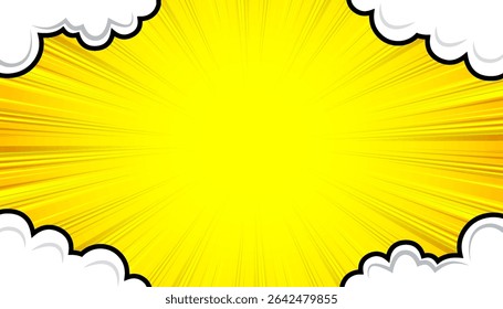 Fundo abstrato cômico com nuvens. ilustração vetorial.