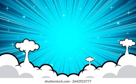 Comic abstract background with clouds. vector illustration.