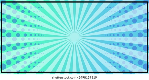 Fondo azul abstracto cómico. fondo de dibujos animados de estilo pop art de medio tono. Estilo Abstractas de fondo de semitono cómico. Fondo de pantalla Comic art blue sky.