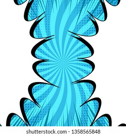 Comic abstract duel blue concept with white speech bubbles radial rays halftone humor effects. Vector illustration