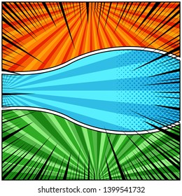 Comic abstract elegant concept with halftone radial rays humor effects. Vector illustration