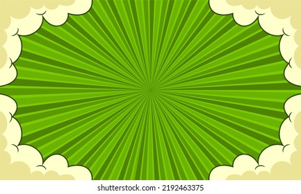 Comic abstract green background with cloud frame