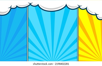 Comic abstract page blue background and cloud