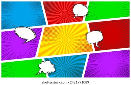 Comic abstract page scene background with blank speech bubble