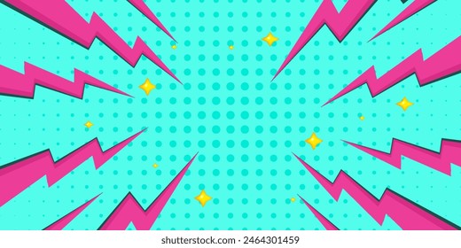 comic abstract pop art background with thunder illustration