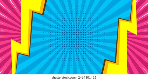 comic abstract pop art background with thunder illustration