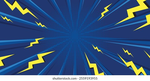 comic abstract pop art background with thunder illustration