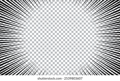 comic abstract with radial rays on comic book transparent background