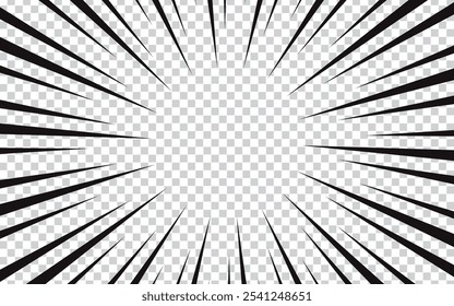 comic abstract with radial rays on comic book transparent background