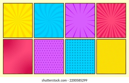 Fondo colorido del conjunto de historietas abstractas
