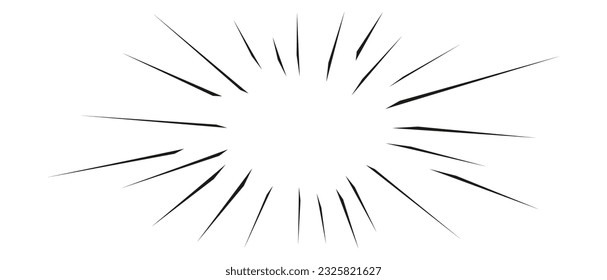 Comic action lines.Manga speed effect frame. Cartoon boom,bang,radial burst.Vector isolated illustration