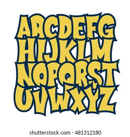 Comic Alphabet. Graffiti Vector Font. 