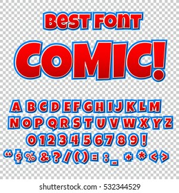 Comic alphabet set. Letters, numbers and figures for kids' illustrations websites comics banners.