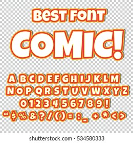 Comic alphabet set. Letters, numbers and figures for kids' illustrations websites comics banners.