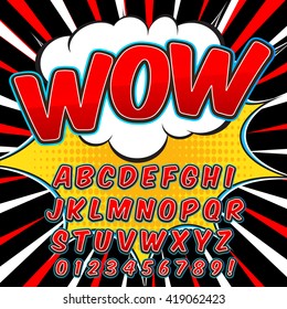 comic alphabet vector art hero set abcd bold education